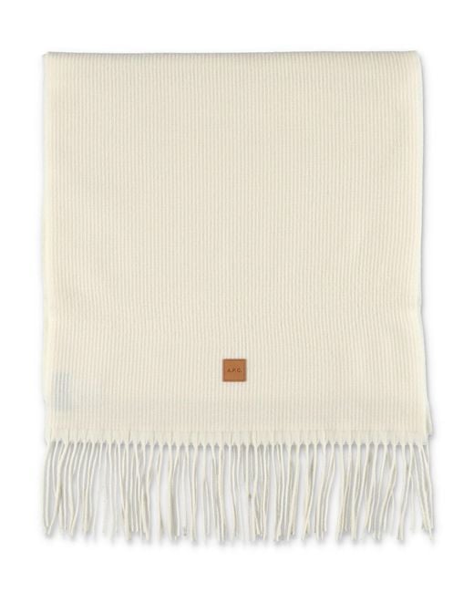 A.P.C. Natural Aria Wool Scarf With Logo for men