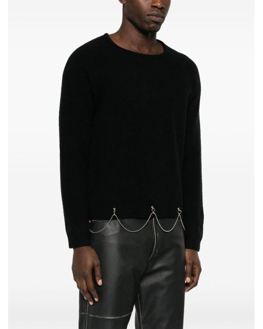 Random Identities White Long-Sleeved Chain-Embellished Jumper for men