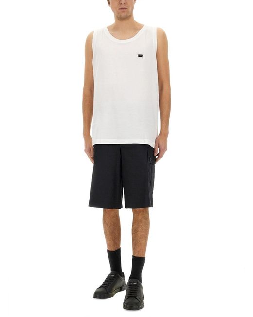 Dolce & Gabbana White Cotton "Over" Tank Top