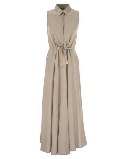 Herno Natural Leinen ärmellose chemierter Kleid