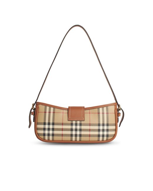 Burberry White 'Sling' Beige Lear Tasche