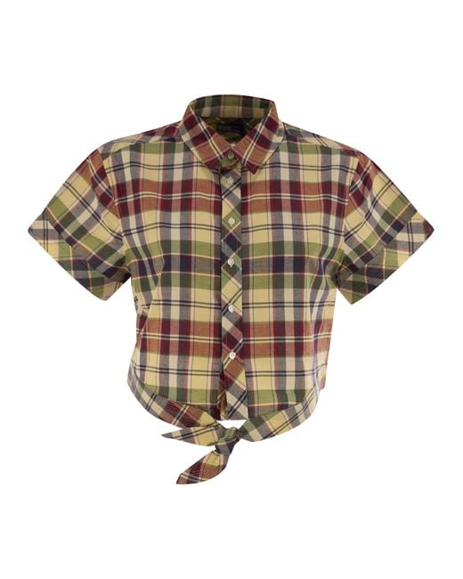 Camisa corta en algodón cuadrado Polo Ralph Lauren de color Brown