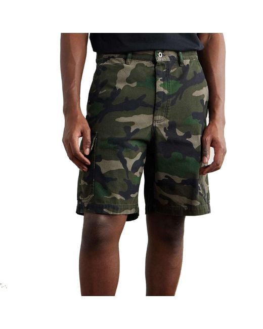 Valentino Green Camouflage Cargo Shorts for men