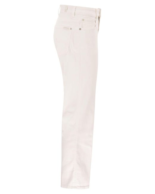 7 For All Mankind White Title: Bootcut Stretch Denim Jeans With Metallic Fibre