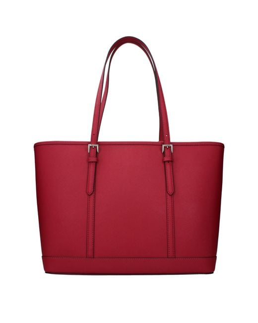 Michael Kors Red Jet Set Travel Shoulder Bag/Dark Raspberry Leather