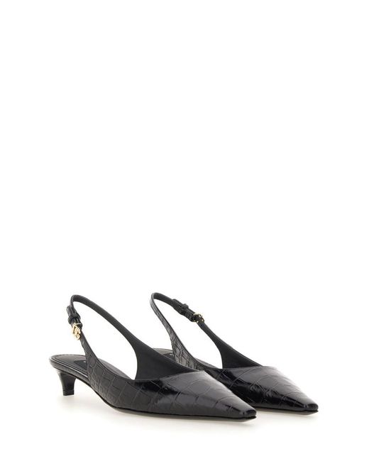 Dolce & Gabbana White Slingback With Logo Pumps