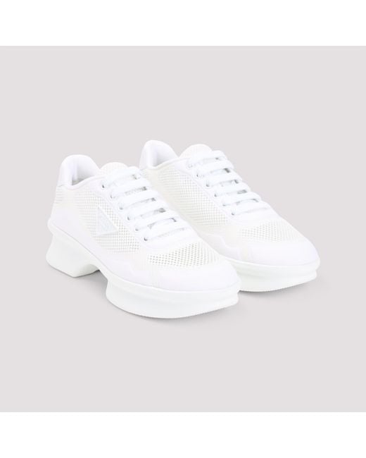 Prada White Mesh Sneakers Textile