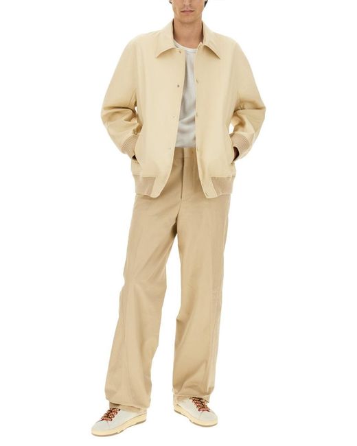Lanvin Natural Button-Up Oversized Jacket With Design