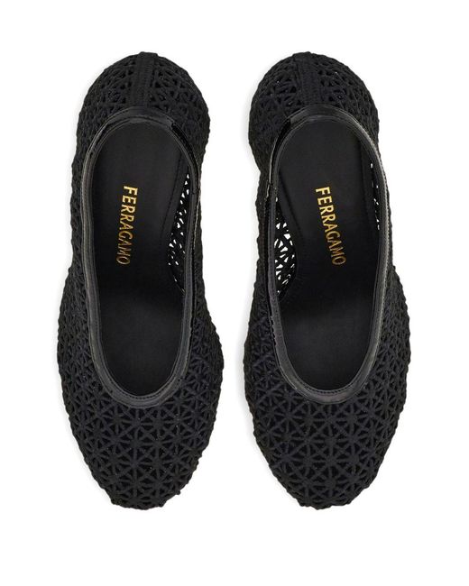 Ferragamo Black Macramé Pumps