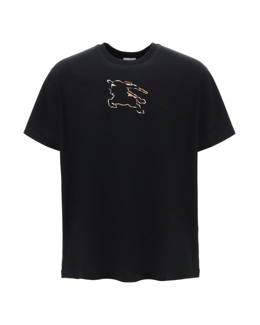 Burberry Black T -shirt Mit Ekd -scheck voor heren
