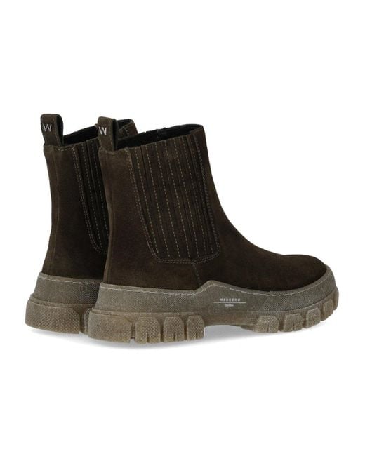 Weekend by Maxmara Brown Genepi Military Green Chelsea Boot