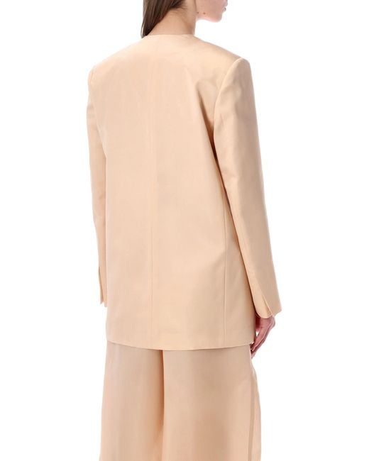 Alberta Ferretti Natural Alberta Ferretti Double-Breasted Silk Organza Jacket