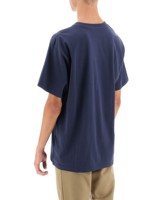 Carhartt Blue Logo Embroidery T-Shirt for men