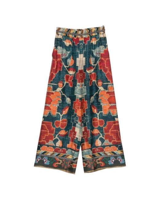 Pierre Louis Mascia White Printed Silk Trousers