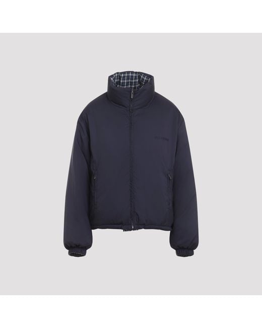 Miu Miu Blue Reversible Checked Down Jacket