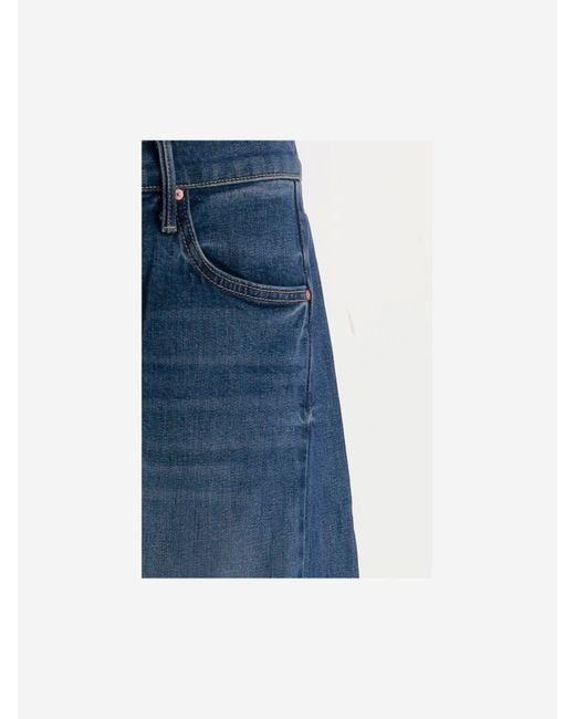 Mother Moeder Volle Pijp Overstromingskatoen Srteetch Jeans in het Blue