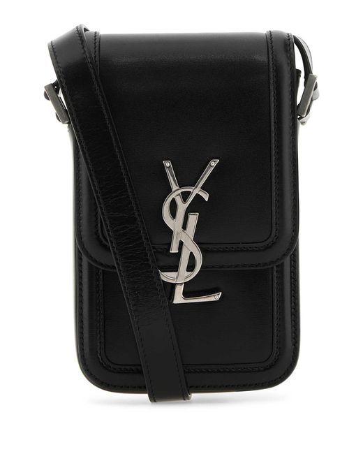 Saint Laurent Black Leather Phone Case for men