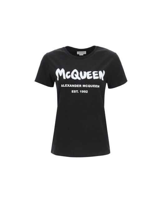 Alexander McQueen Black Cotton Logo T-shirt