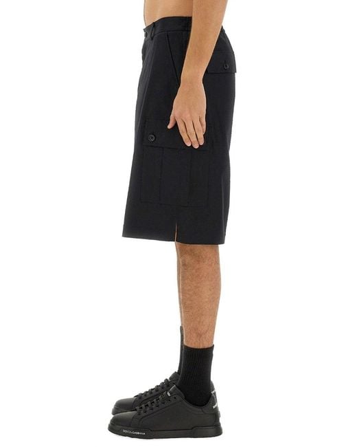 Cargo de algodón pantalones cortos Dolce & Gabbana de hombre de color Black