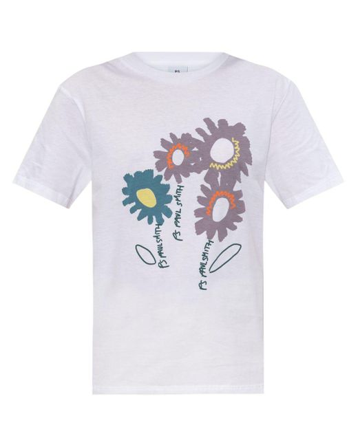 Camiseta con estampado floral Paul Smith de color White