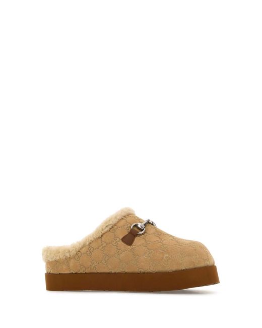 Gucci Brown Suede Slippers