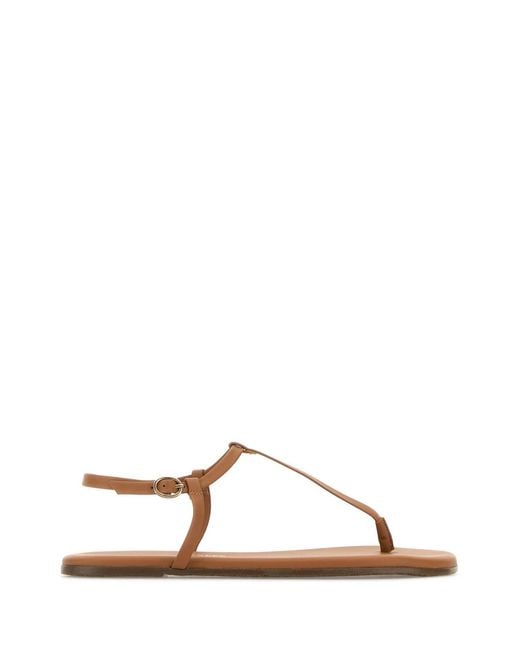 TKEES Brown Camel Leather Mariana Thong Sandals