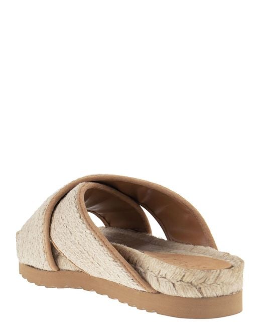 Peserico Natural Jute And Leather Sandal