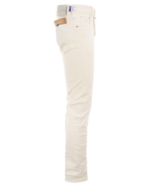 Jacob Cohen Nick Slim Fit Five Pocket Trousers in het Natural voor heren