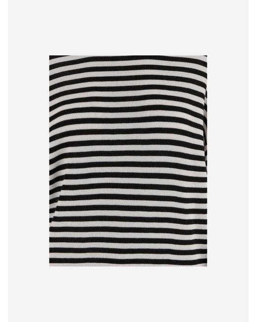 Bruno Manetti Black Cotton Striped Knit
