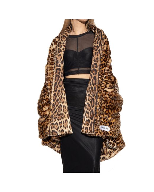 X Kim Leopard Faux Fur Chaqueta Dolce & Gabbana de color Brown
