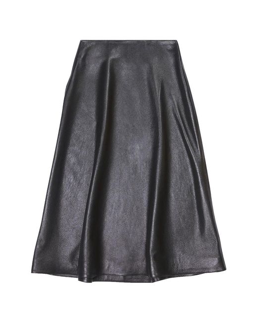 Balenciaga Black Leather Midi Skirt