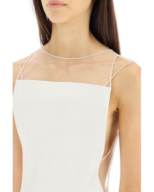 Maison Margiela White Hammered Satin Gown