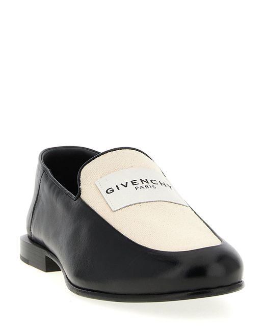 Givenchy Black Two-Tone Leather And Canvas Label Loafers