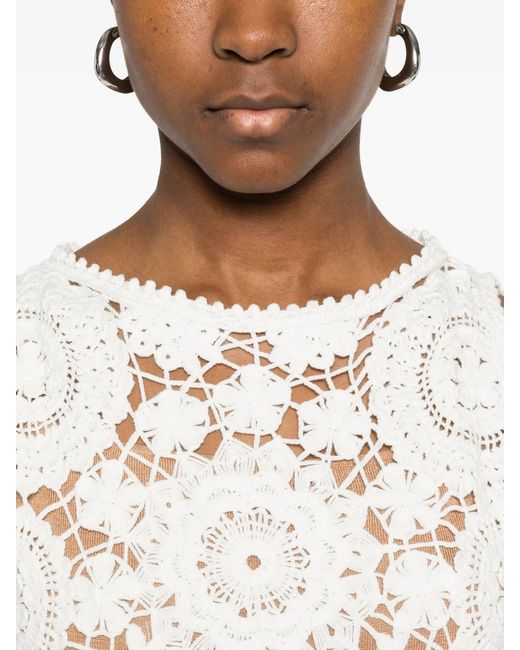 Self-Portrait White Crochet Maxi Dress