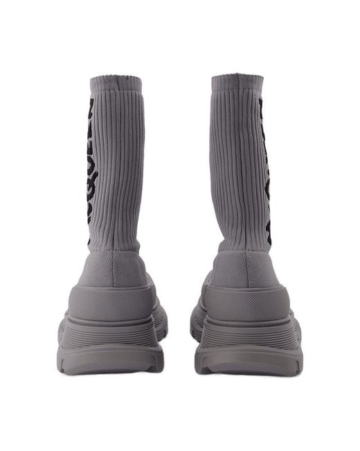 McQueen Gray Sock Boots