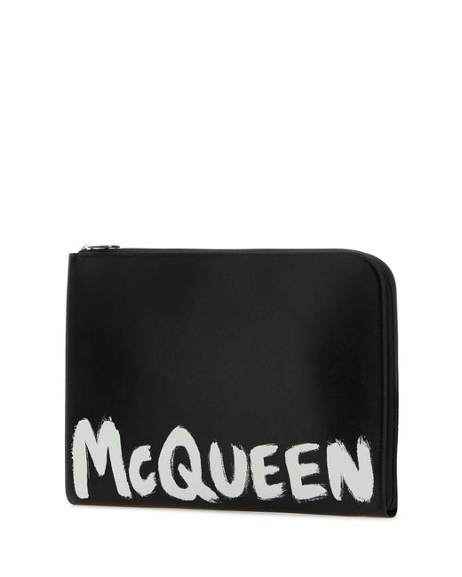 McQueen Black Graffiti Leather Pouch