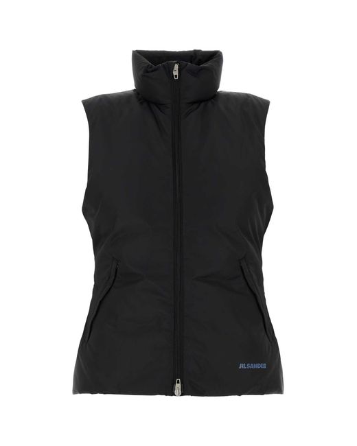 Jil Sander Black Down Vest 04 W Logo