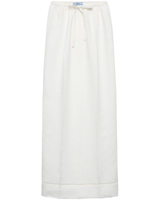 Prada White Logo-Embroidered Skirt