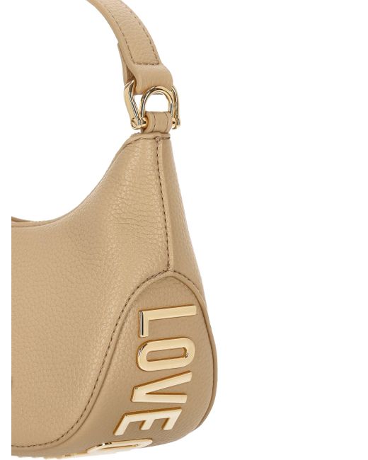 Love Moschino Natural Sandbeige Handtasche Mit Reißverschluss