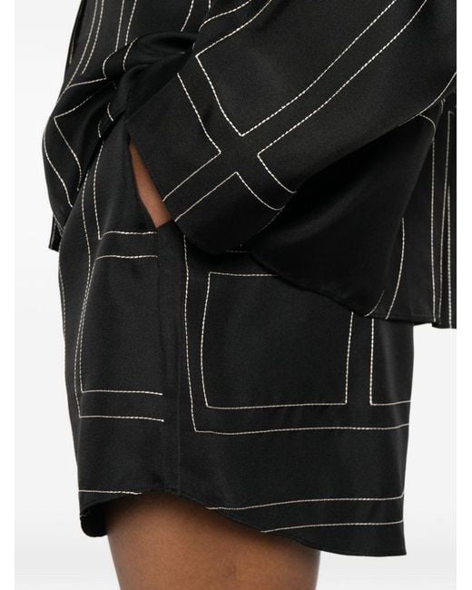 Totême  Black Monogram Silk Pajama Shorts