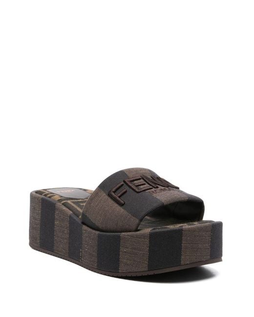 Fendi Gray Sunshine Flatform Sandals