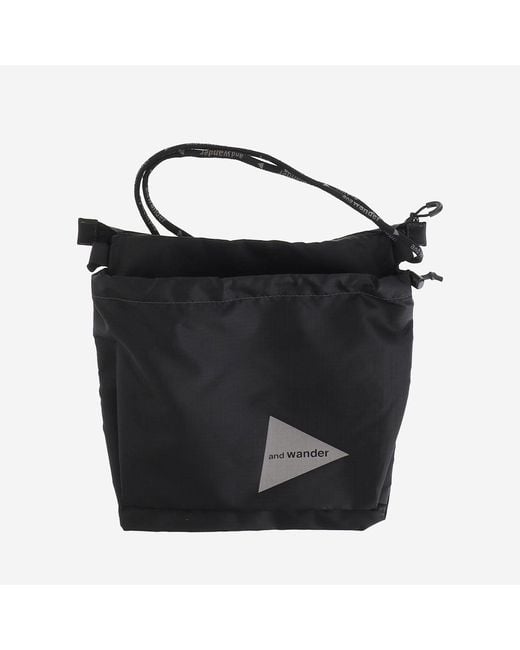 And Wander Black Nylon Shoulder Bag With Logo for men