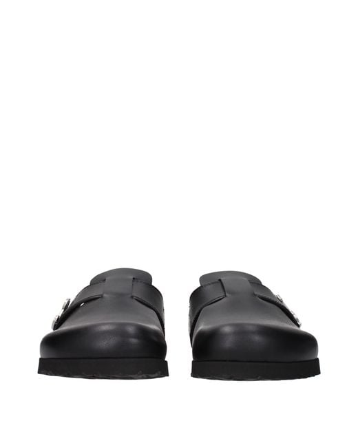 Palm Angels Black Slippers And Clogs Leather