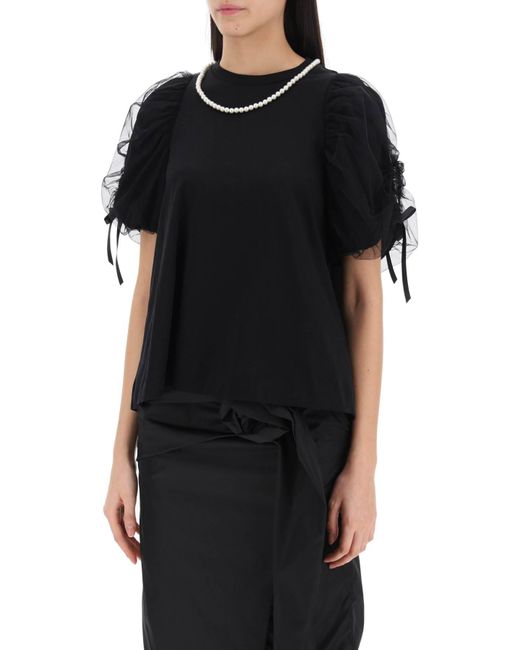 T-shirt Puff Sleeves Simone Rocha en coloris Black
