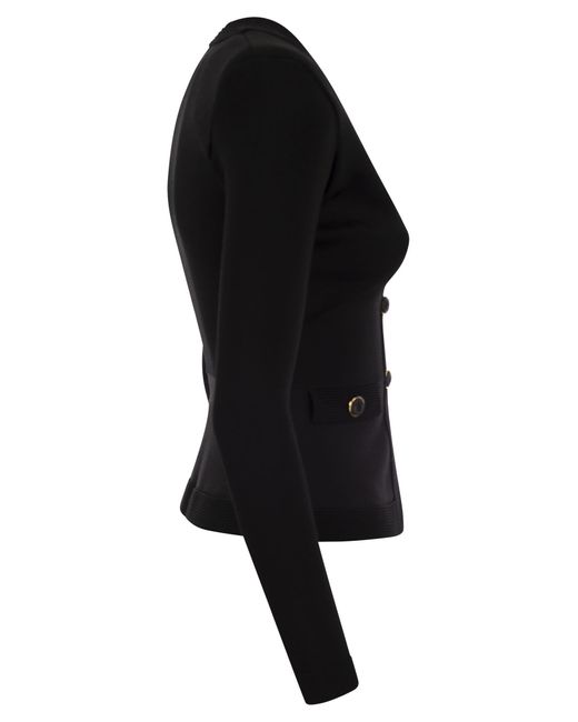 Shiny Viscose Cardigan con bottoni gemelli di Elisabetta Franchi in Black
