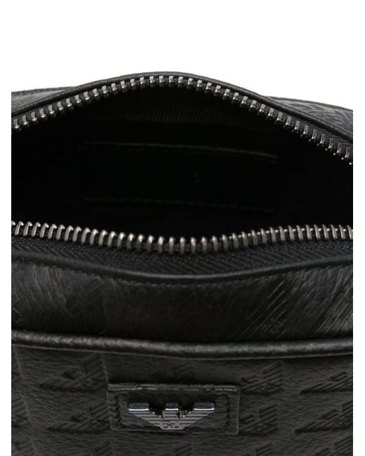 Emporio Armani Exclusive Black Logo Leather Pouch for men