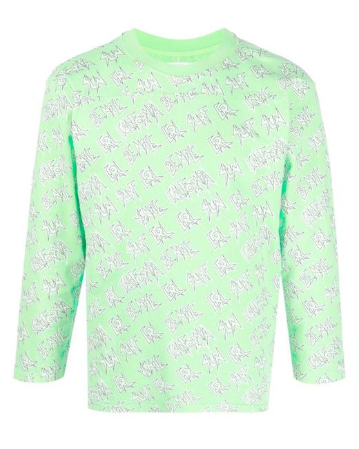ERL Green Printed Longsleeve Tshirt Knit Clothing