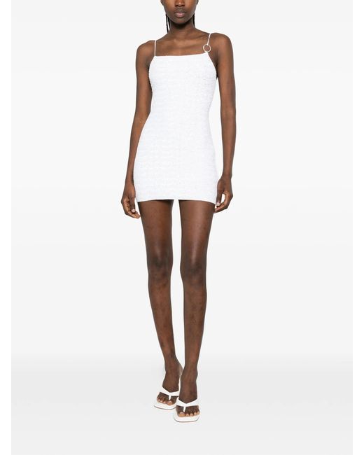 Oseree White Paillettes Mini Dress