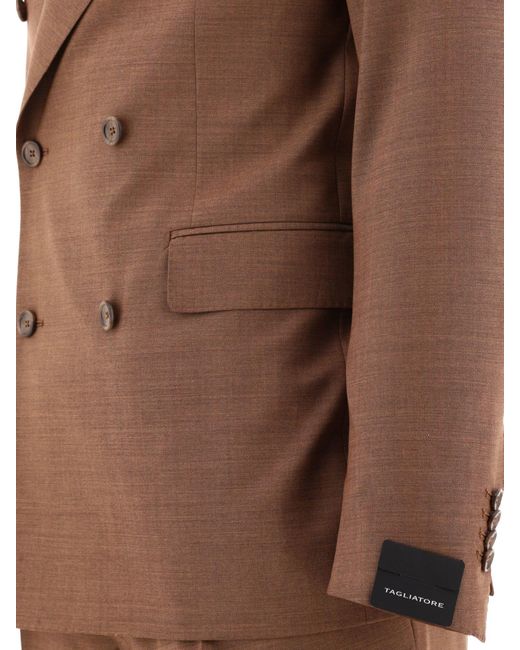 Tagliatore Brown Wool Double Breasted Suit