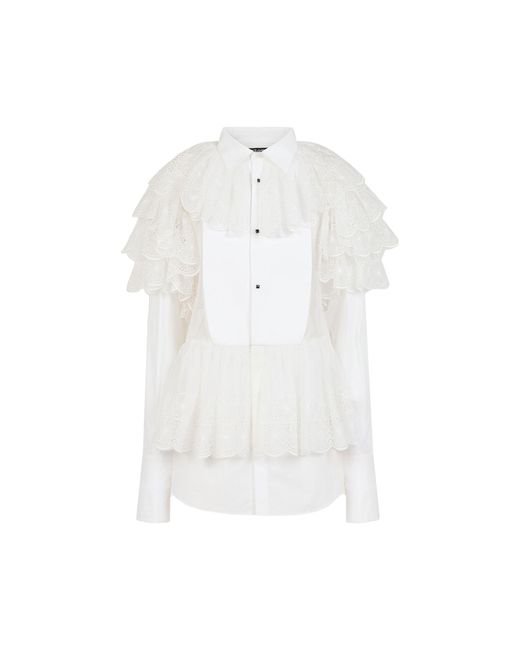 Dolce & Gabbana White Ruffled Shirt